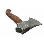 Damascus Camp Axe with Mosaic Pin, Leather Sheath, 19 Inch Rosewood Handle