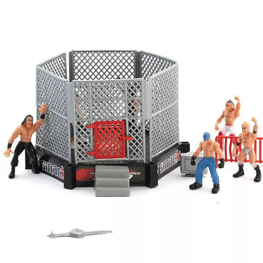 Fighting Station Wrestling Toys Wrestler Athlete Arena Cage Wrestling Figure Action Figures Assembled Gladiator Model Set