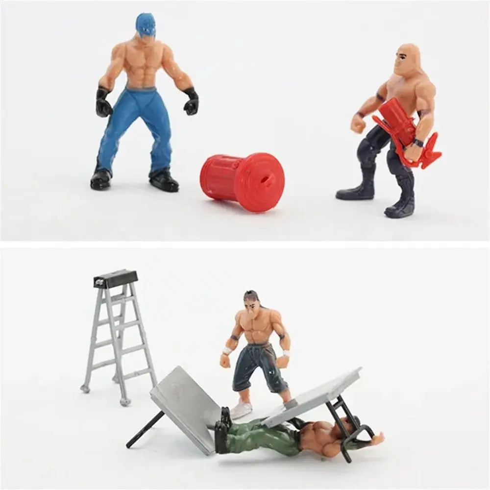 Fighting Station Wrestling Toys Wrestler Athlete Arena Cage Wrestling Figure Action Figures Assembled Gladiator Model Set