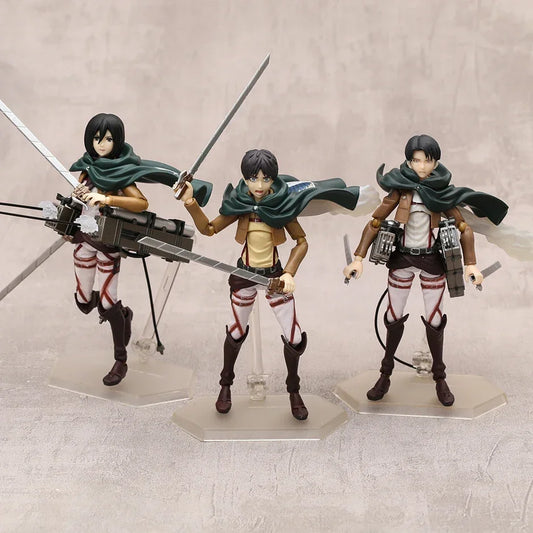 Figma 207 Eren Jaeger 203 Mikasa Ackerman 213 Levi PVC Action Figure Toy Anime Figurine Collectible Model Toy