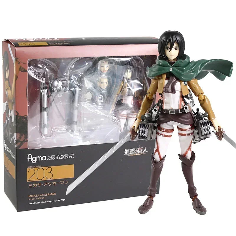 Figma 207 Eren Jaeger 203 Mikasa Ackerman 213 Levi PVC Action Figure Toy Anime Figurine Collectible Model Toy