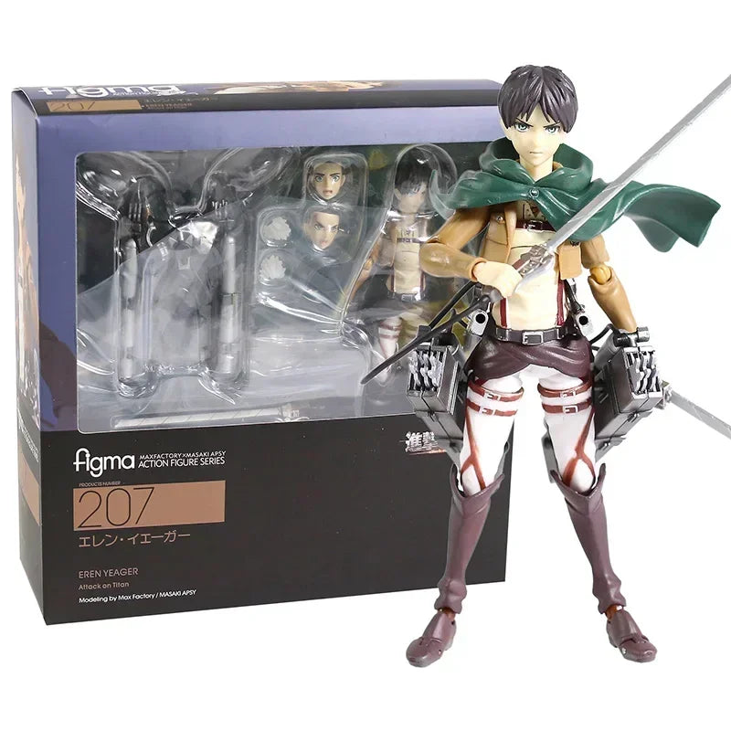 Figma 207 Eren Jaeger 203 Mikasa Ackerman 213 Levi PVC Action Figure Toy Anime Figurine Collectible Model Toy