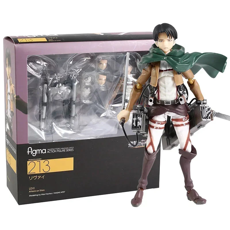 Figma 207 Eren Jaeger 203 Mikasa Ackerman 213 Levi PVC Action Figure Toy Anime Figurine Collectible Model Toy