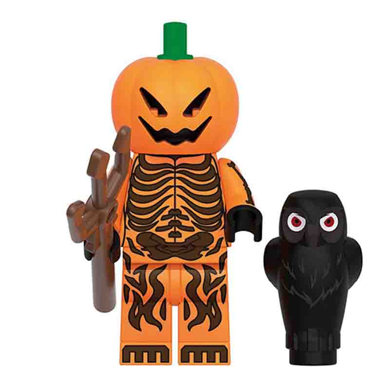 Pumpkin Head & Bird Halloween Lego Compatible Minifigure