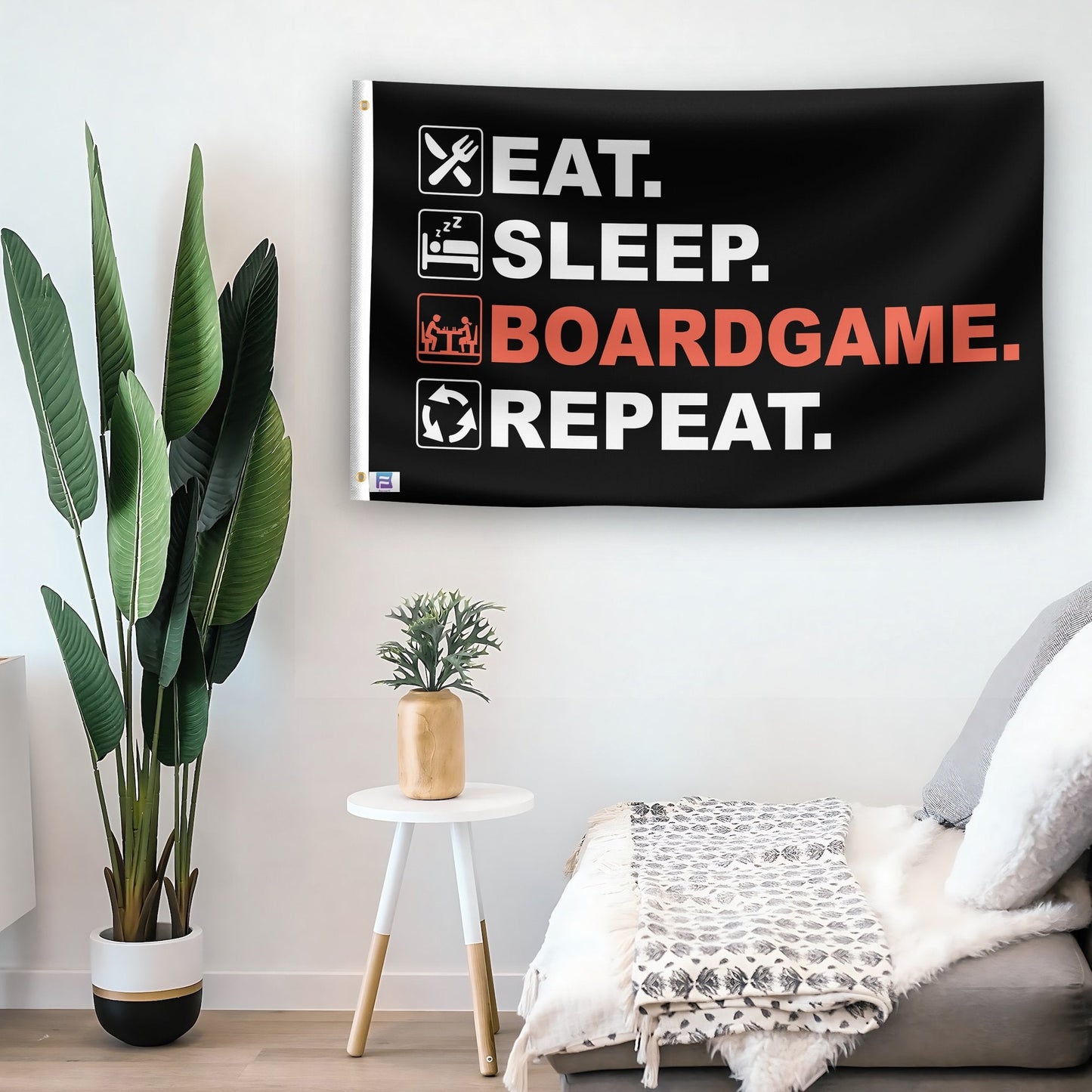 Eat Sleep Boardgame Repeat Flag