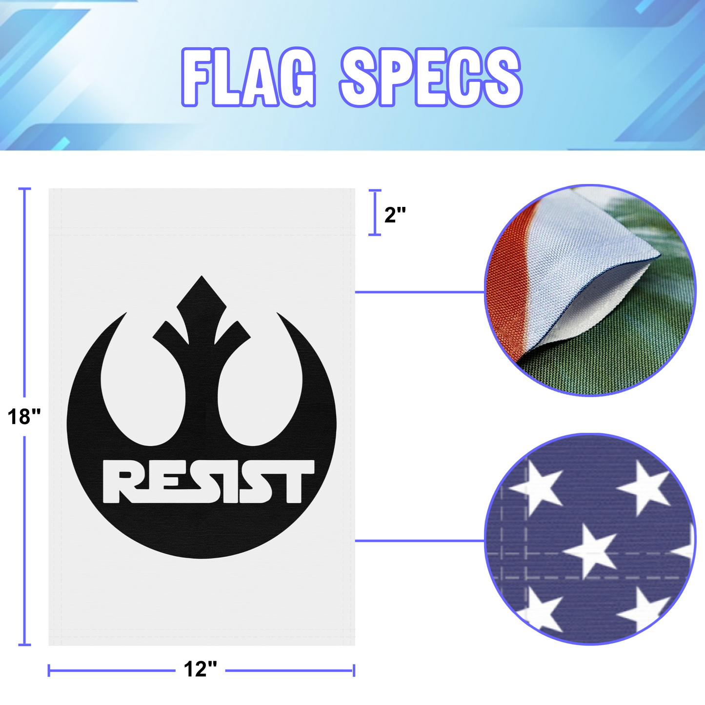 Star Wars Rebel Alliance Resist (White) Garden Flag