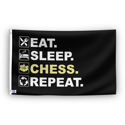 Eat Sleep Chess Repeat Flag