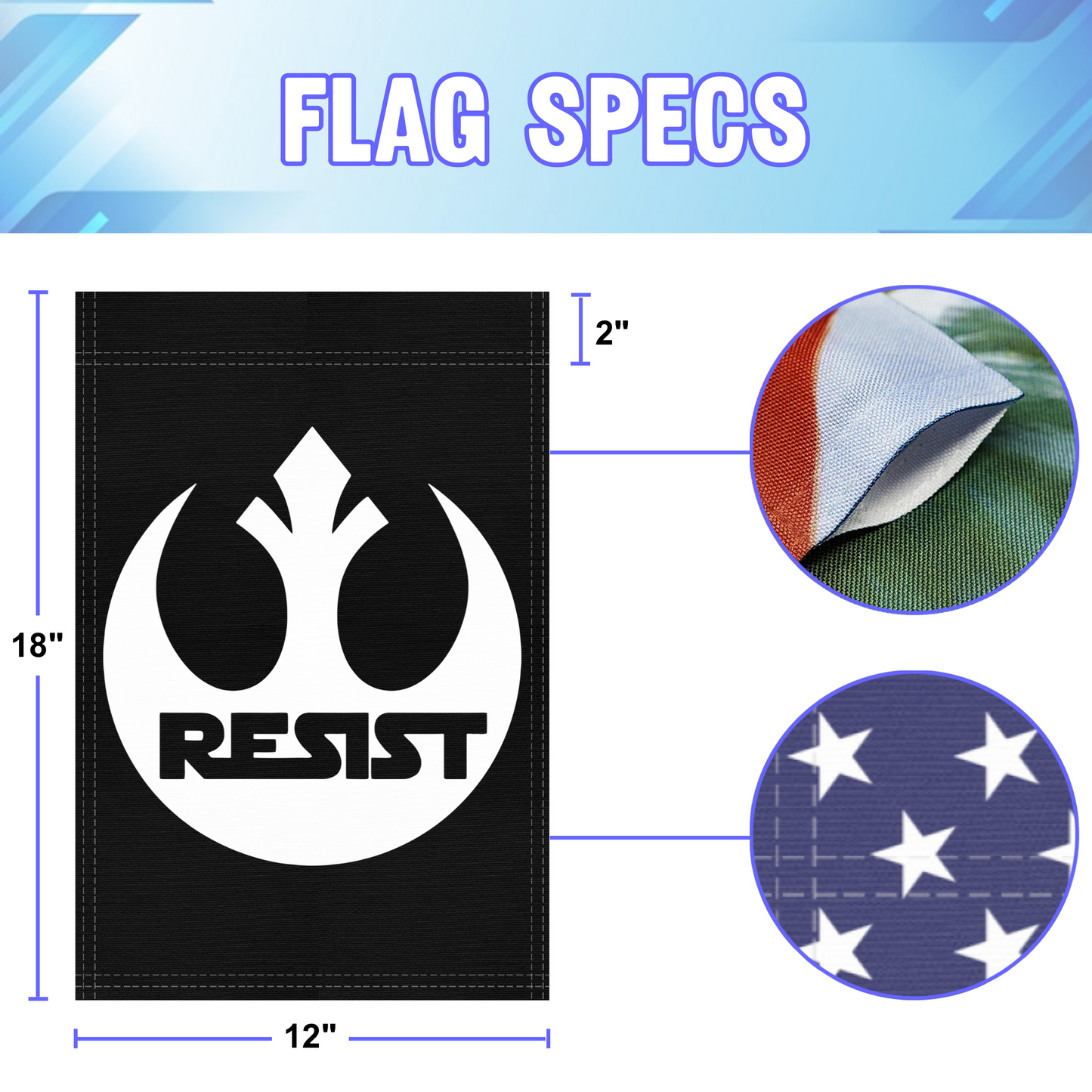Star Wars Rebel Alliance Resist (Black) Garden Flag