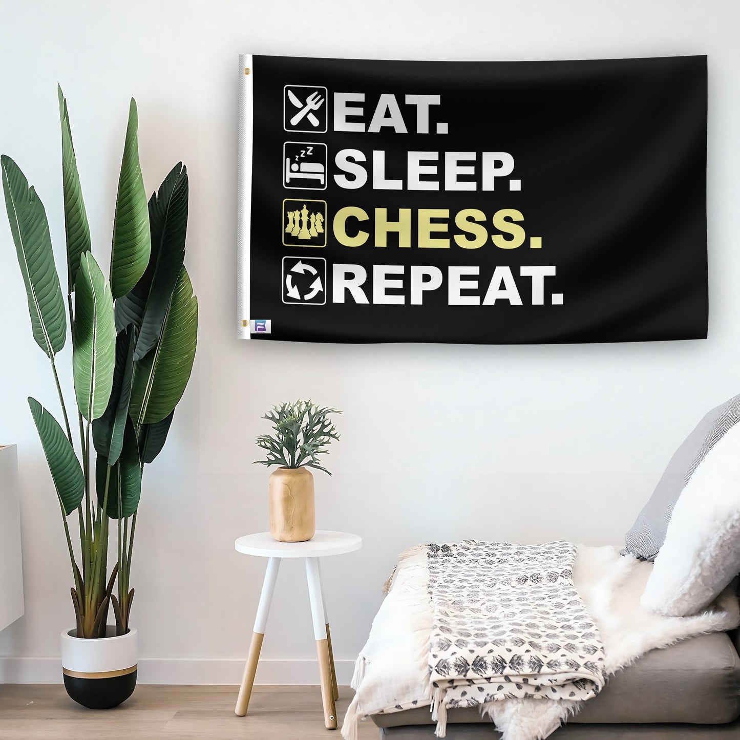 Eat Sleep Chess Repeat Flag