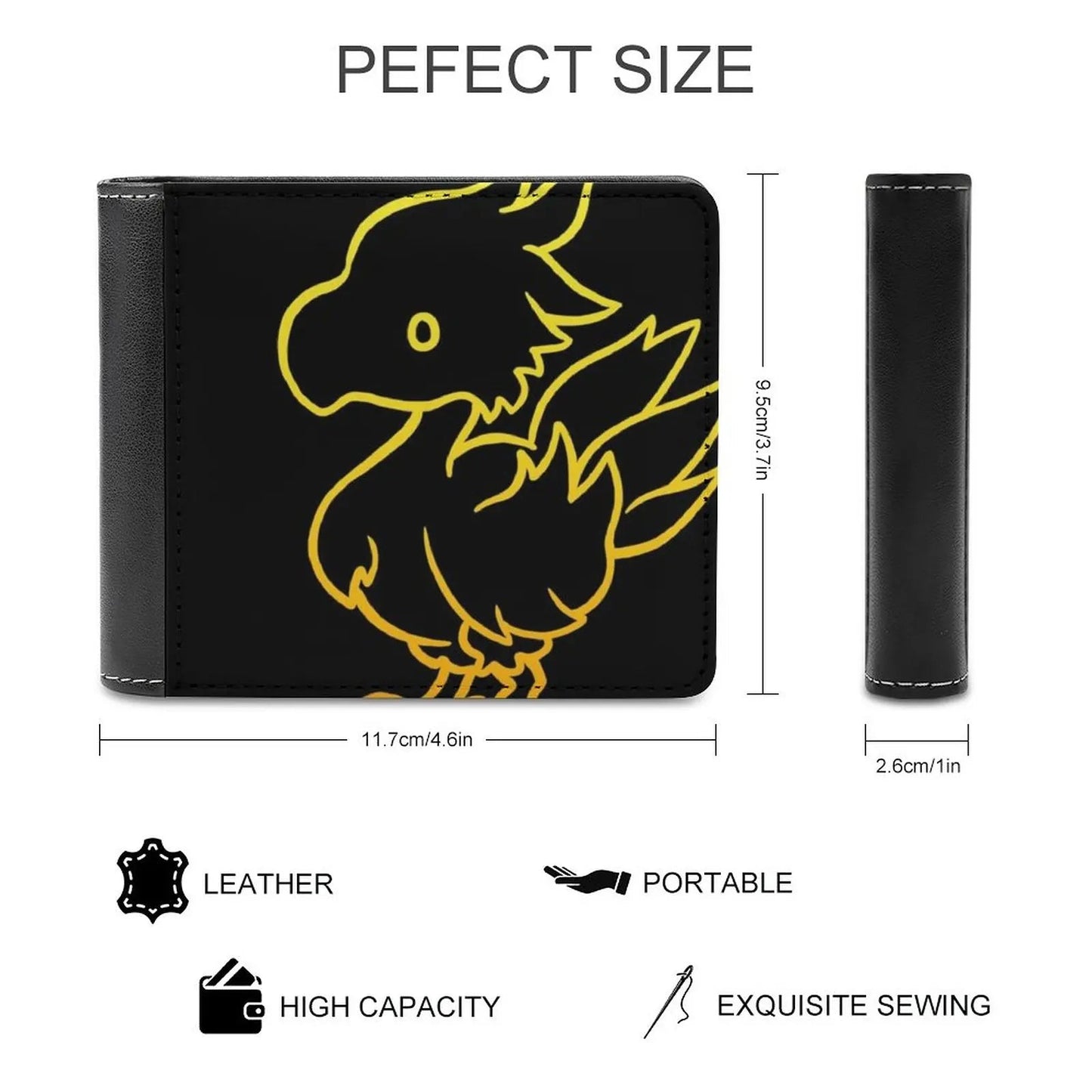 Final Fantasy-Chocobo Leather Wallet Men's Wallet  Kweh Final Fantasy Chocobo Yellow