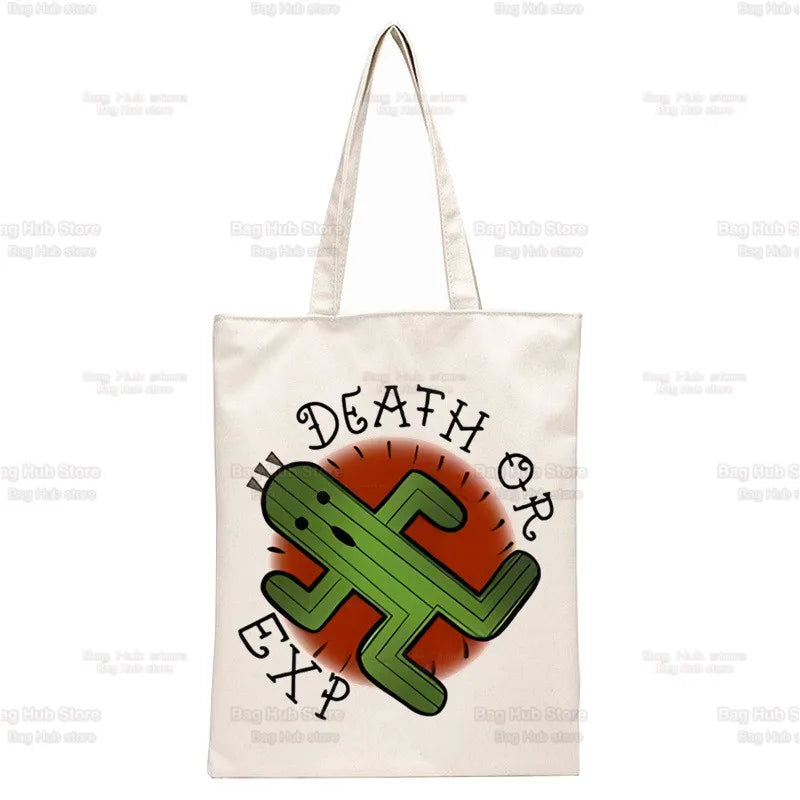 Final Fantasy Game Shopper Bags Shopping Tote Bag Cloud Strife Buster Cactus Shoulder Bag Canvas Large College Handbag