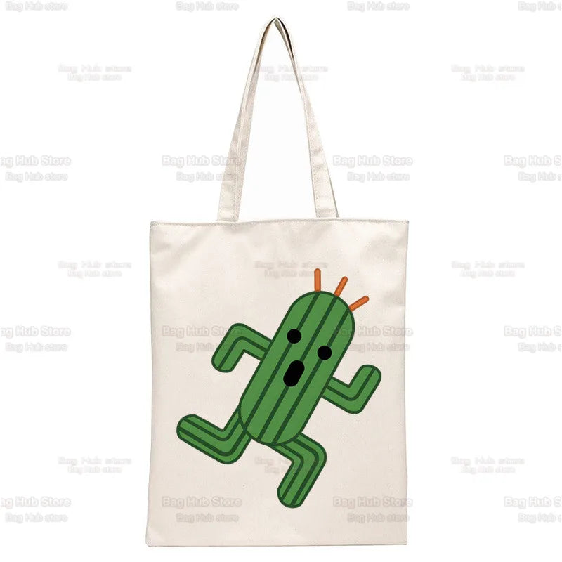 Final Fantasy Game Shopper Bags Shopping Tote Bag Cloud Strife Buster Cactus Shoulder Bag Canvas Large College Handbag