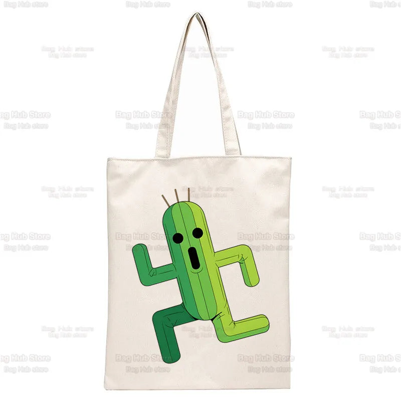 Final Fantasy Game Shopper Bags Shopping Tote Bag Cloud Strife Buster Cactus Shoulder Bag Canvas Large College Handbag