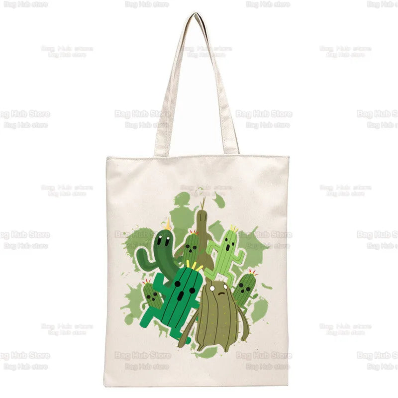 Final Fantasy Game Shopper Bags Shopping Tote Bag Cloud Strife Buster Cactus Shoulder Bag Canvas Large College Handbag