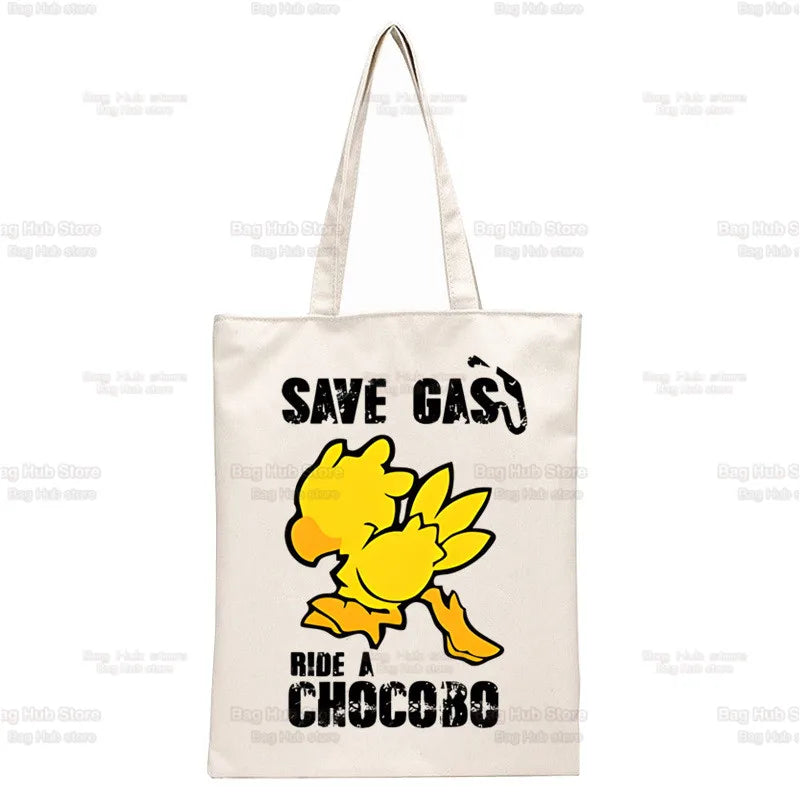 Final Fantasy Game Shopper Bags Shopping Tote Bag Cloud Strife Buster Cactus Shoulder Bag Canvas Large College Handbag