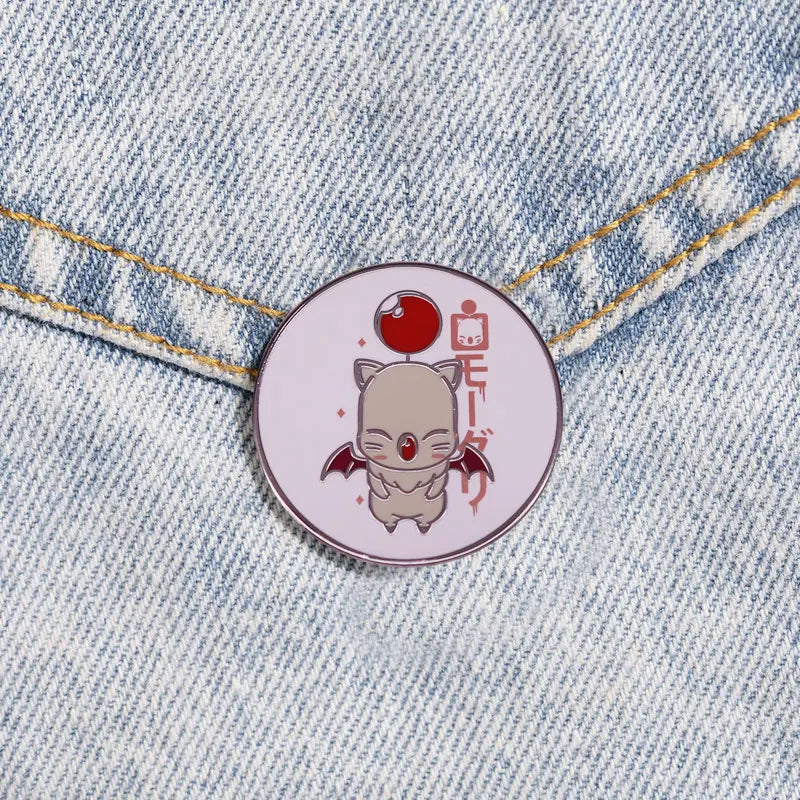 Final Fantasy Moogle Enamel Pin Brooches Japanese Badge Cute Cartoon Game Character Jewelry Accessories