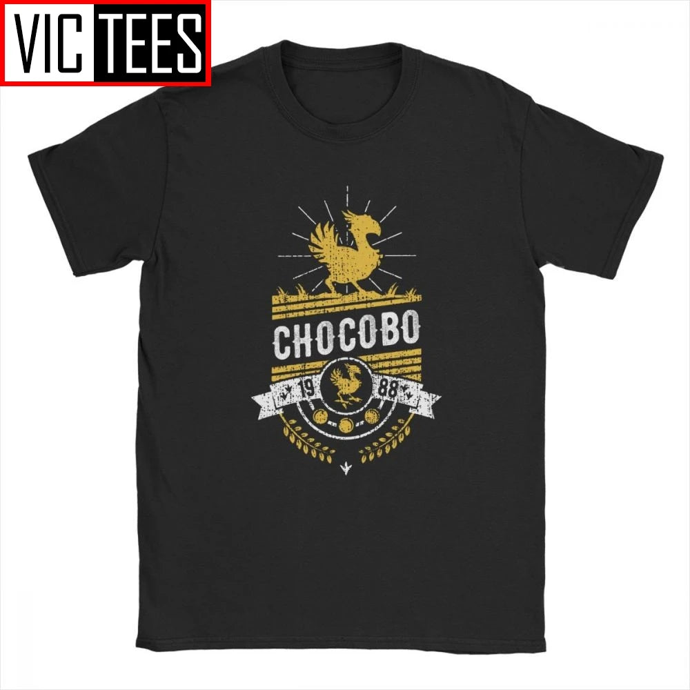 Final Fantasy T Shirt for Men Pure Cotton Cool Tshirt FF7 Video Game Strife Shinra Chocobo Clothes Oversized