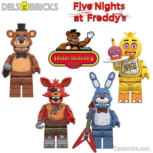 Five Nights At Freddys set of 4 Lego Minifigures custom toys - 