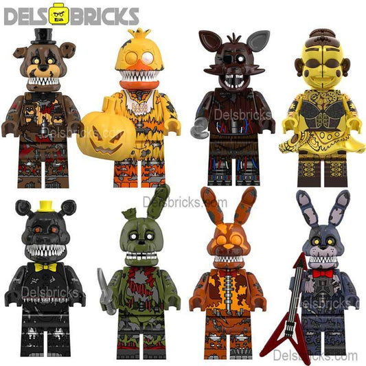 Five Nights At Freddys set of 8 Lego Minifigures custom toys NEW - 