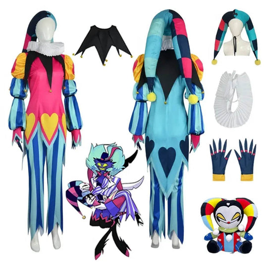 Fizzarolli Cosplay Costume – Helluva Boss Jester Outfit Full Set - S / Dolls Only