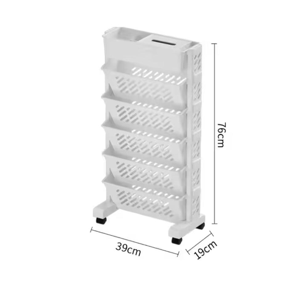 Floor Mounted Movable Bookshelf with Wheels Classroom Desk Storage Rack