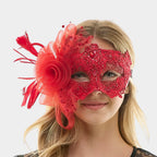 Floral Lace Feather Tulle Masquerade Halloween Mask