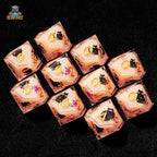 Flower Black Cat 10 Sided Dice Flesh Pink Resin D&D D10 Dice