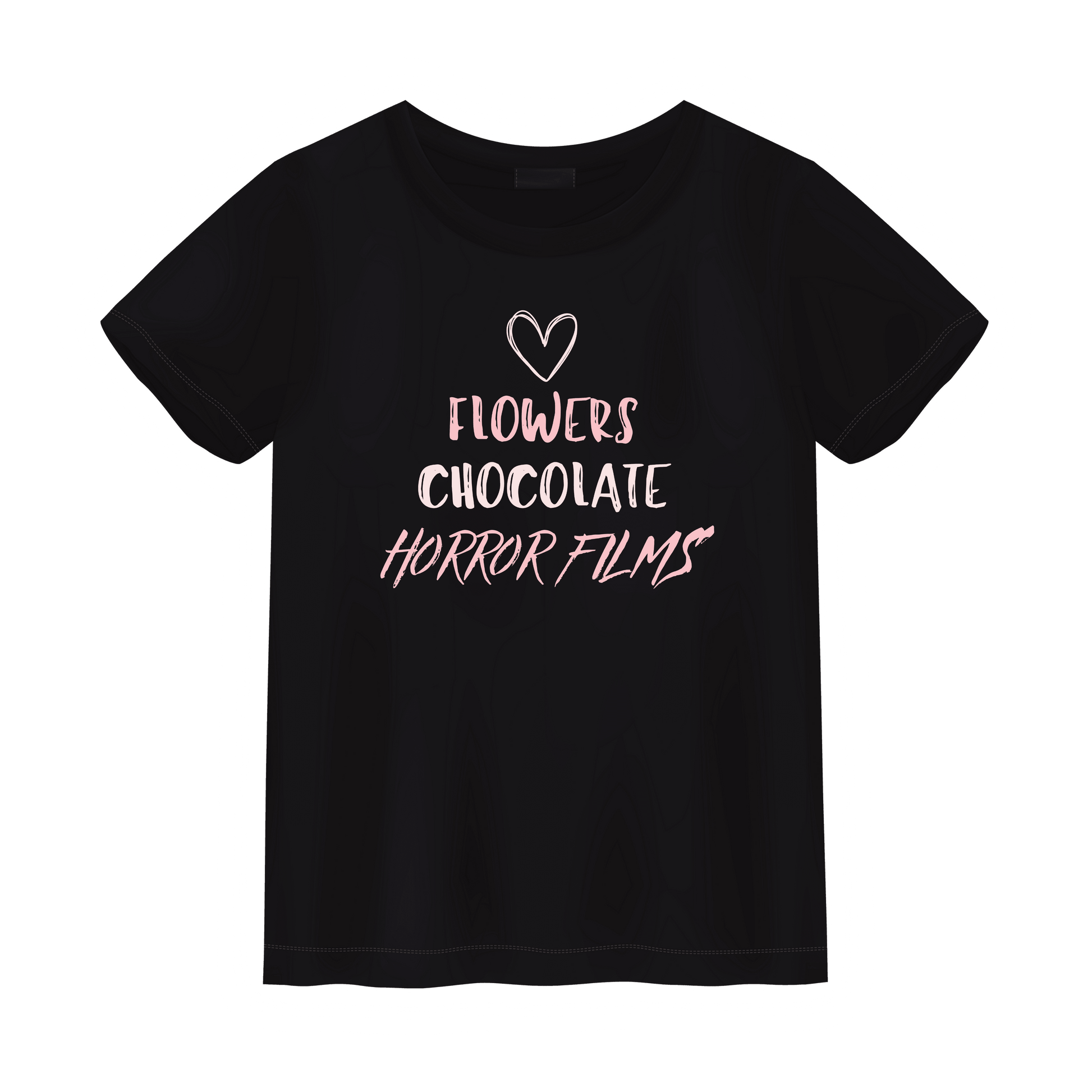 Flowers, Chocolate, Horror Films Unisex Shirt - S