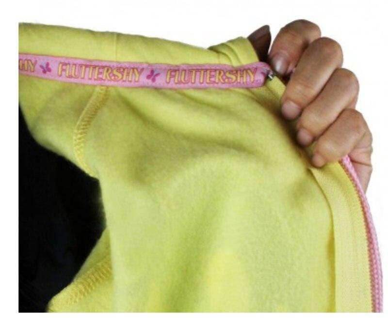 Fluttershy Pegasus Face Butter Yellow Hoodie with Mane and Wings - XS