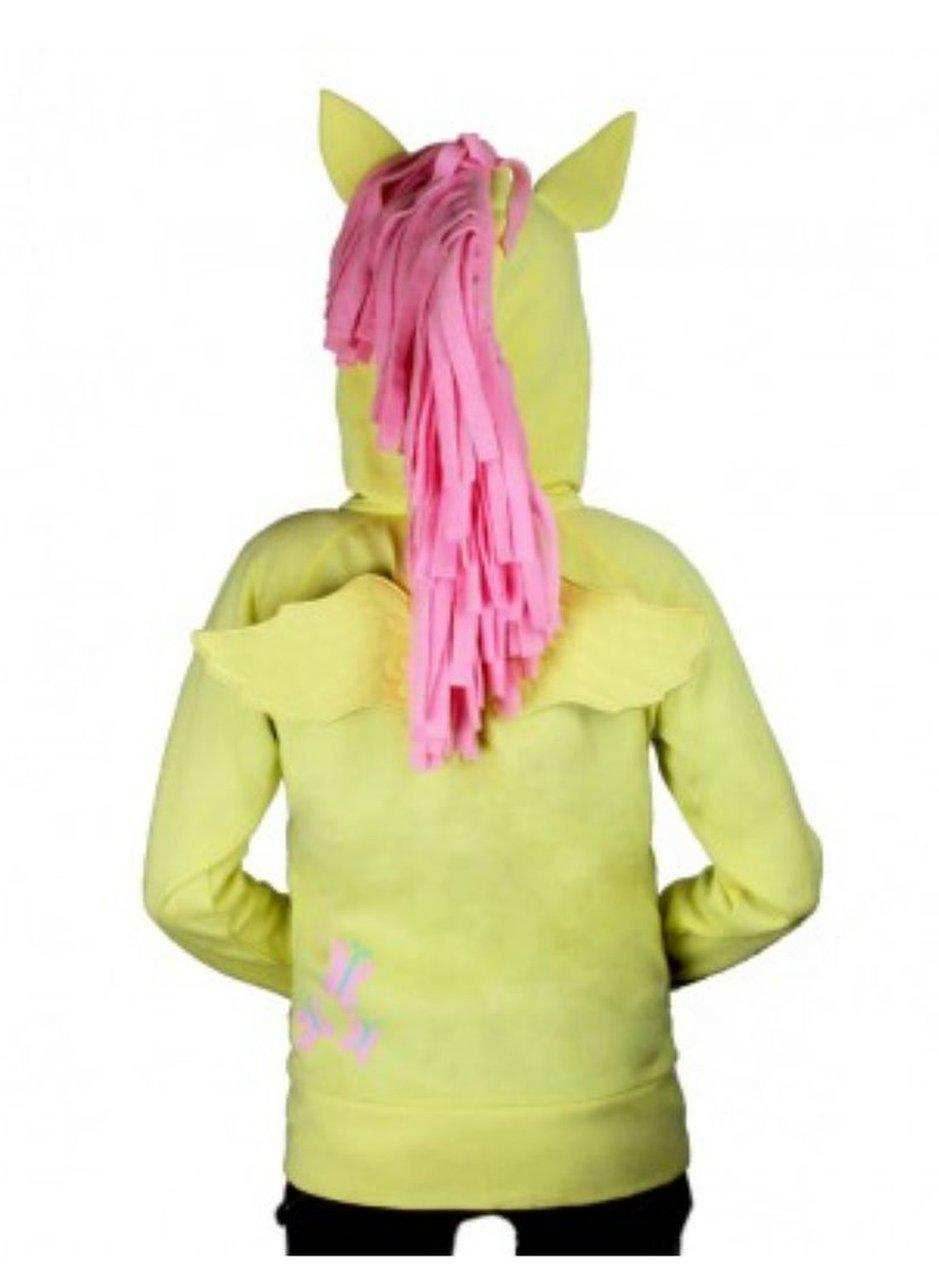 Fluttershy Pegasus Face Butter Yellow Hoodie with Mane and Wings - XS