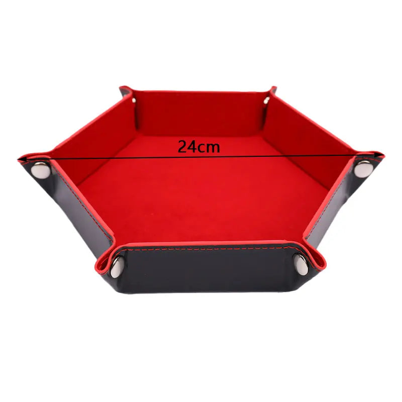 Foldable Dice Tray Box PU Leather Folding Hexagon Coin Square Tray Dice Game 6 Colors