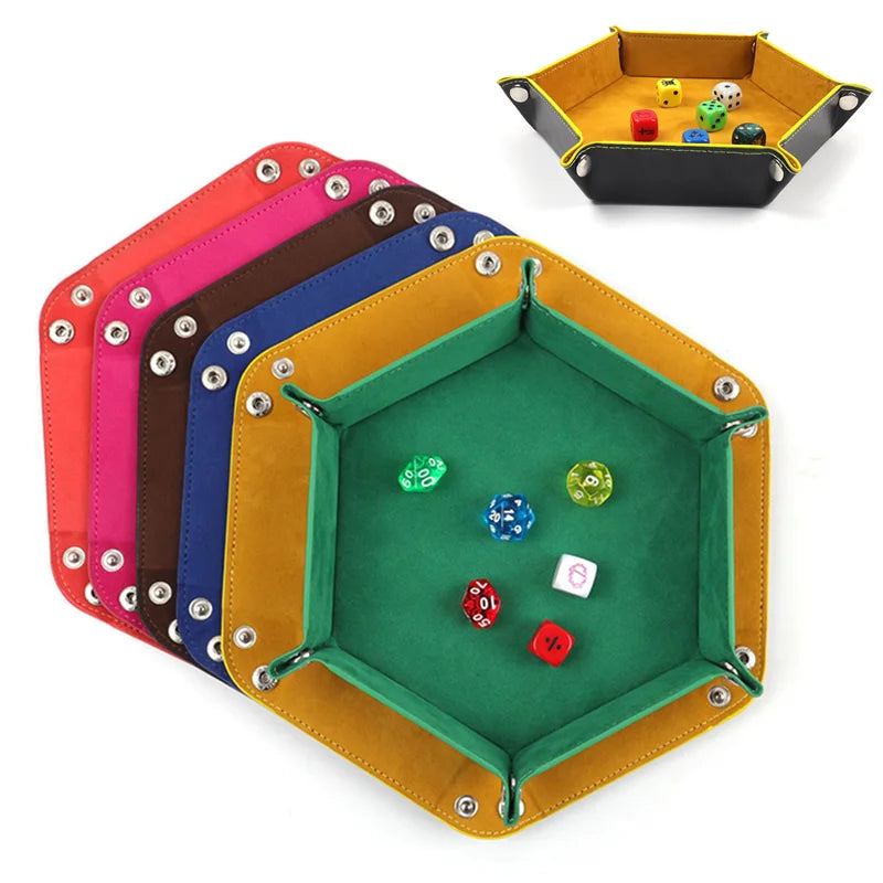 Folding Hexagonal Dice Game Tray Dice Tray Foldable Storage Box Tray Desktop Storage Box Household Storage Utensils