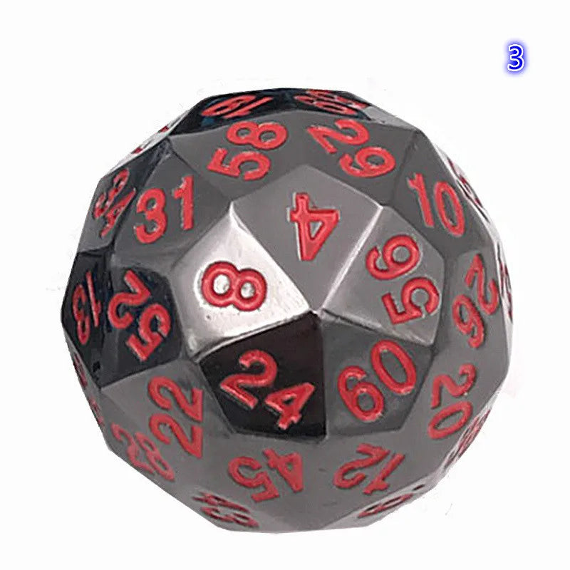 Foreign Trade Hot Metal Solid Multi-faced Dice D60 Face Digital Teaching Props Desktop Tour Big Dice