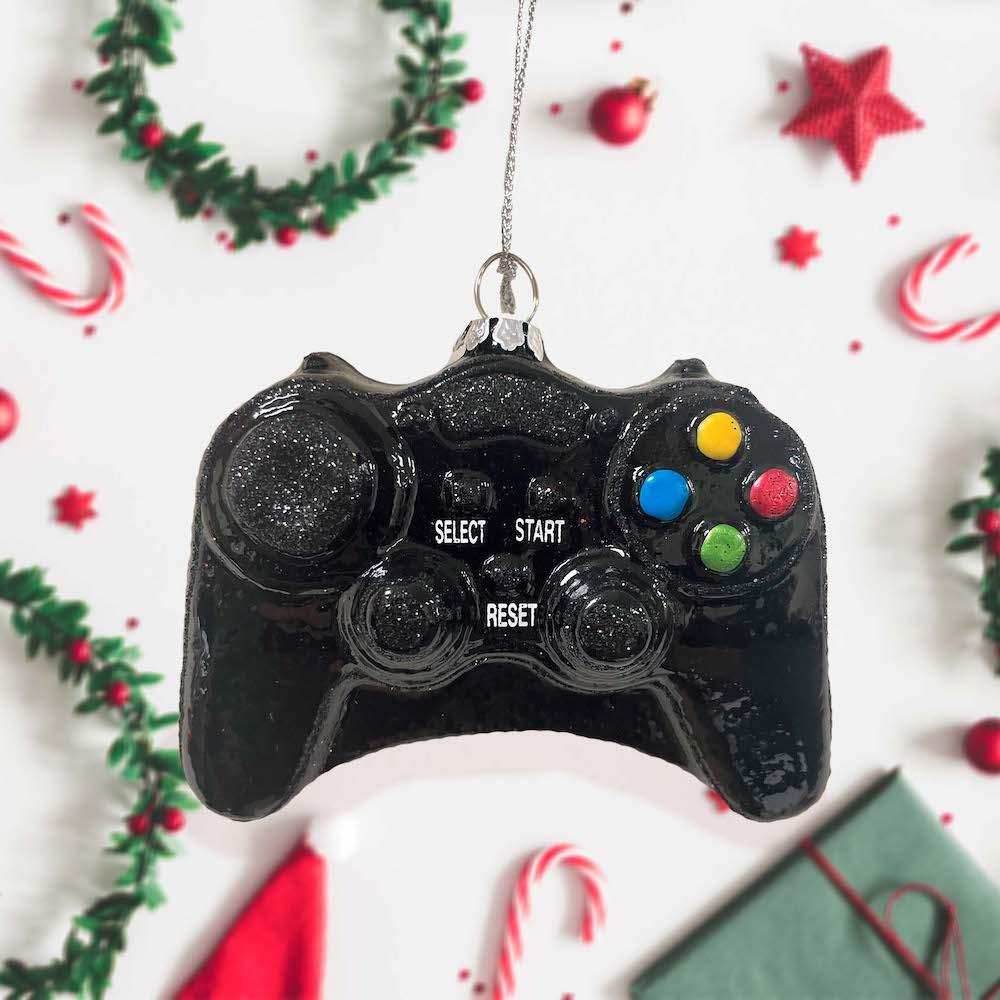 Video Game Controller Glass Christmas Ornament - 