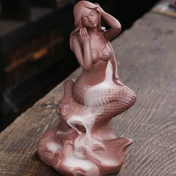Mermaid Backflow Incense Burner - Brown