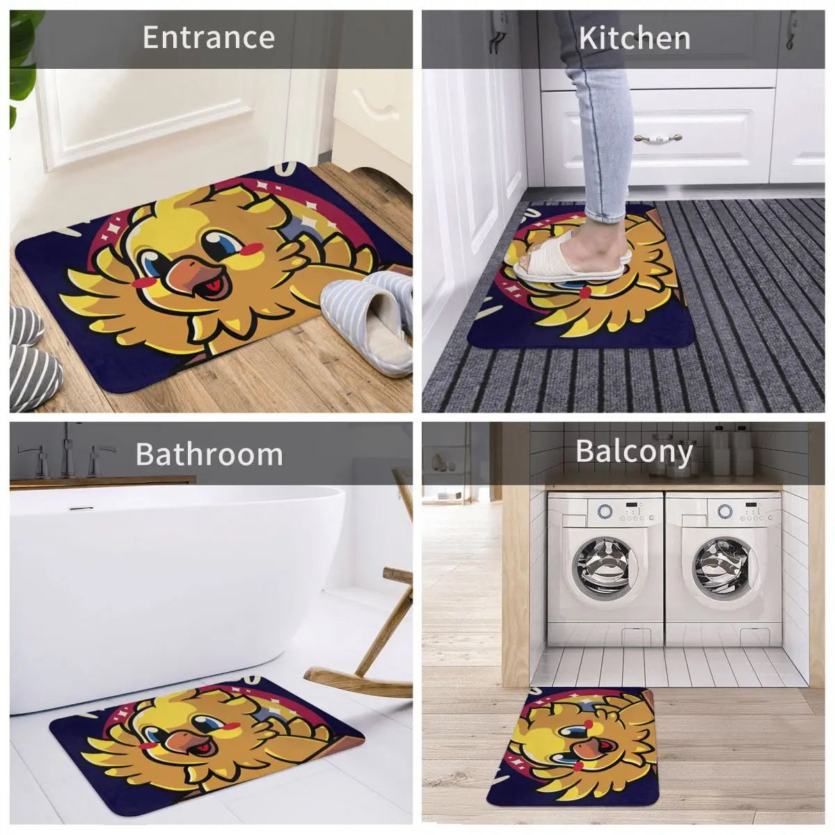 Free Final Fantasy Chocobo Game Non-Slip Carpet Doormat Bedroom Bathroom Mat Welcome Decor Rug