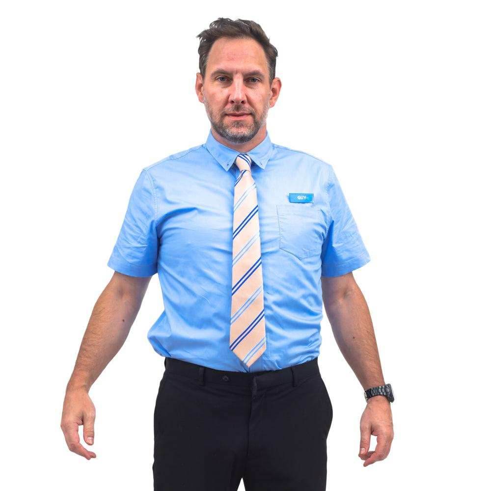 Free Guy Button Up Shirt Tie Name Tag - S