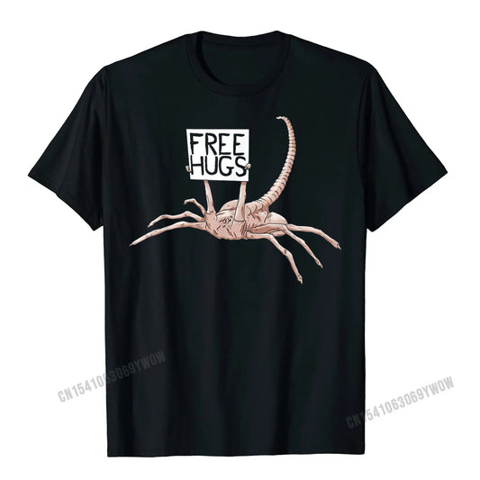 Free Hugs Funny Facehugger Aliens T-Shirt Harajuku Cotton T Shirt Comfortable Hip Hop Design Top T-Shirts