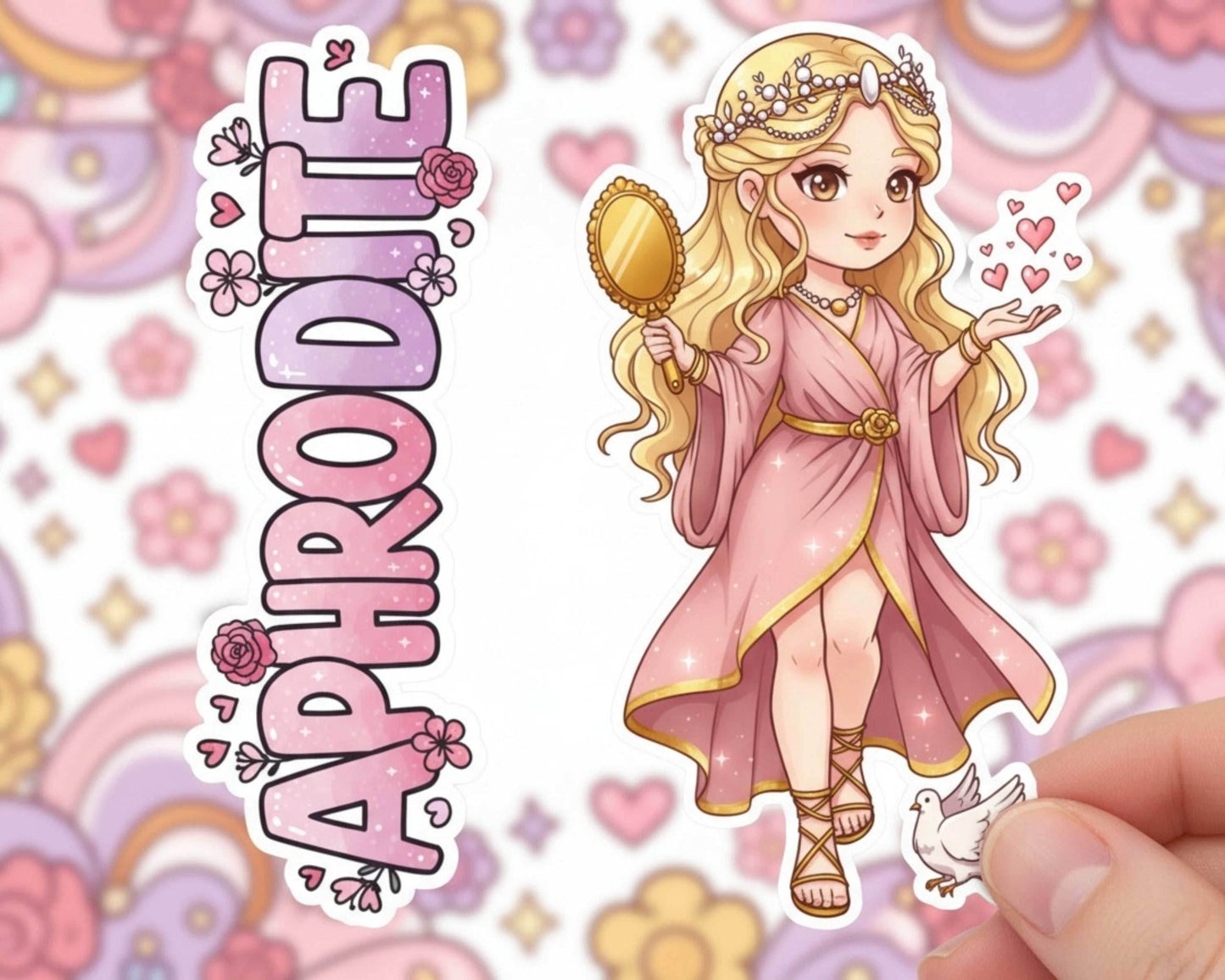 Aphrodite Sticker and Magnet – Ourania Mythkins™ – Greek Goddess of Love and Beauty | Waterproof & UV-Proof - Sticker / Mini