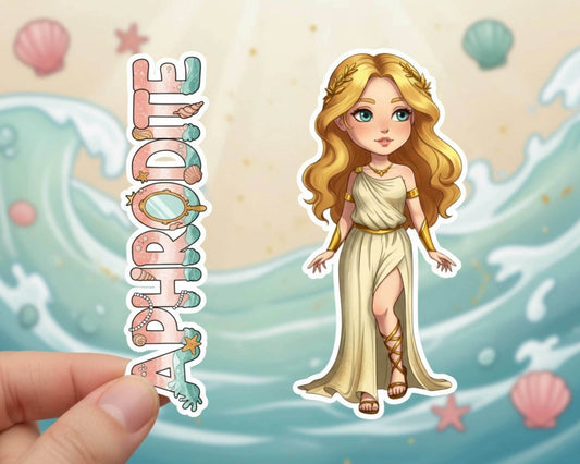 Aphrodite Sticker and Magnet – Pandemos Mythkins™ – Greek Goddess of Love and Beauty | Waterproof & UV-Proof - Sticker / Mini