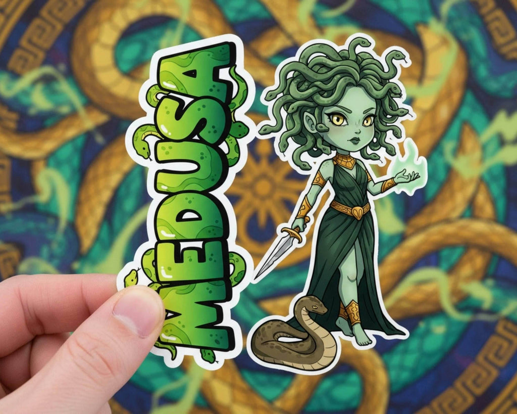 Medusa Sticker and Magnet – Serpent-Haired Gorgon Mythkins™ | Waterproof & UV-Proof - Sticker / Mini