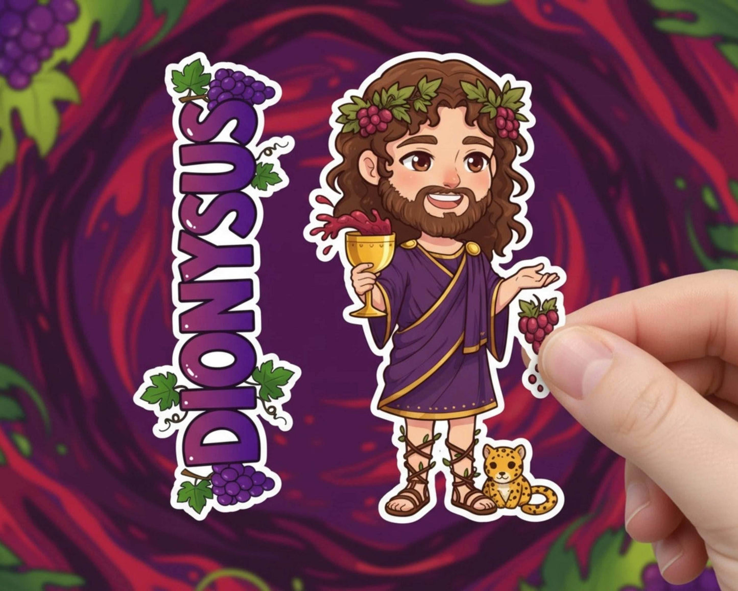 Dionysus Sticker and Magnet – Eleuthereus Mythkins™ – Greek God of Wine and Festivity | Waterproof & UV-Proof - Sticker / Mini