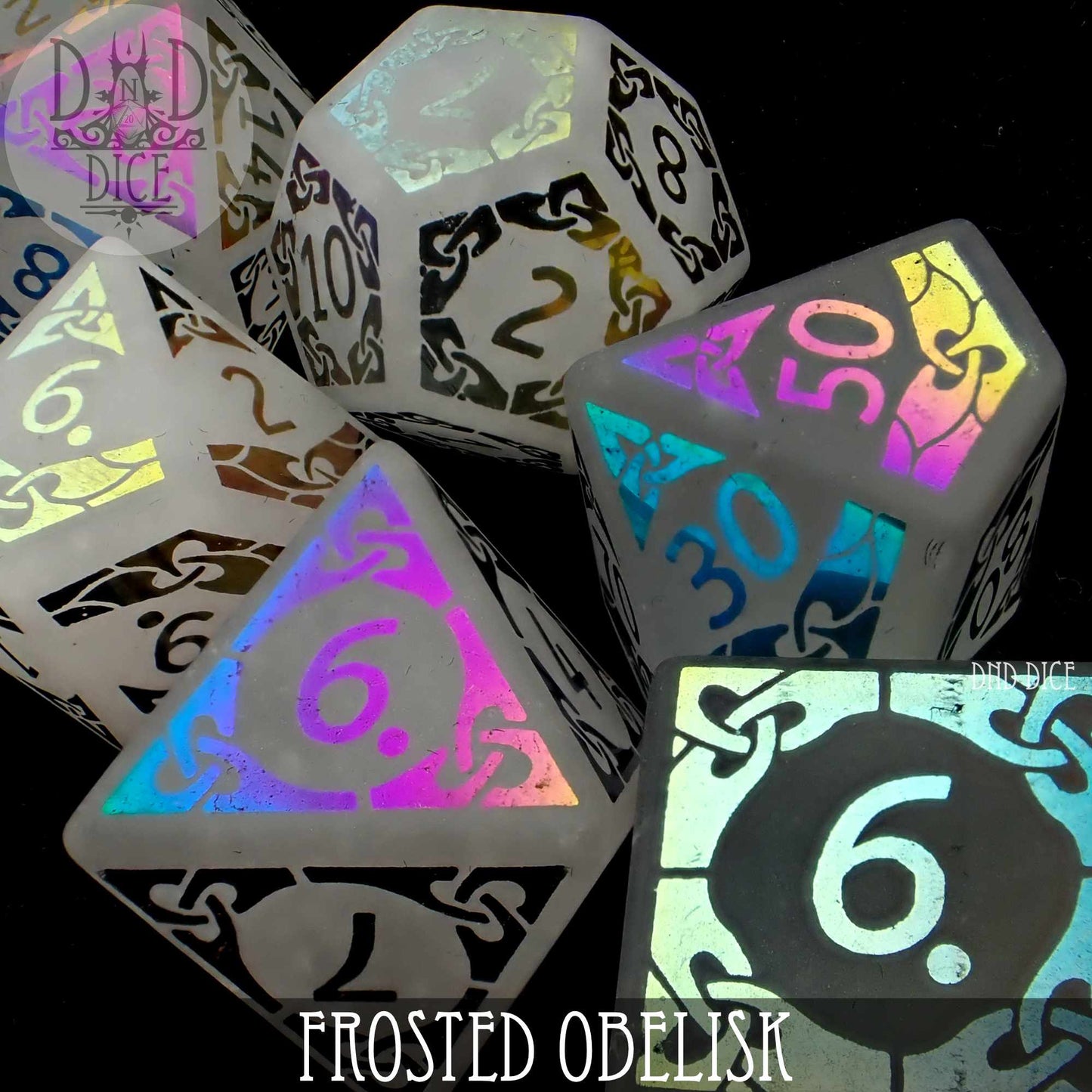 Frosted Obelisk Quartz Dice Set (Gift Box)