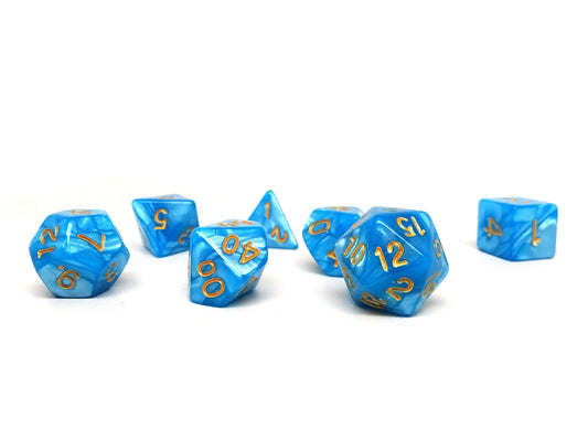 Frozen Blue Marble - 7 Piece Dice Collection