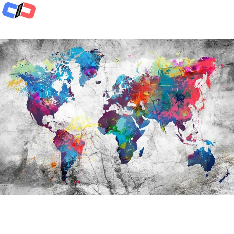 Full Square /Round Diamond Painting World Map 5D DIY Diamond Embroidery Sale Landscape Mosaic Picture Of Rhinestone Home Decor