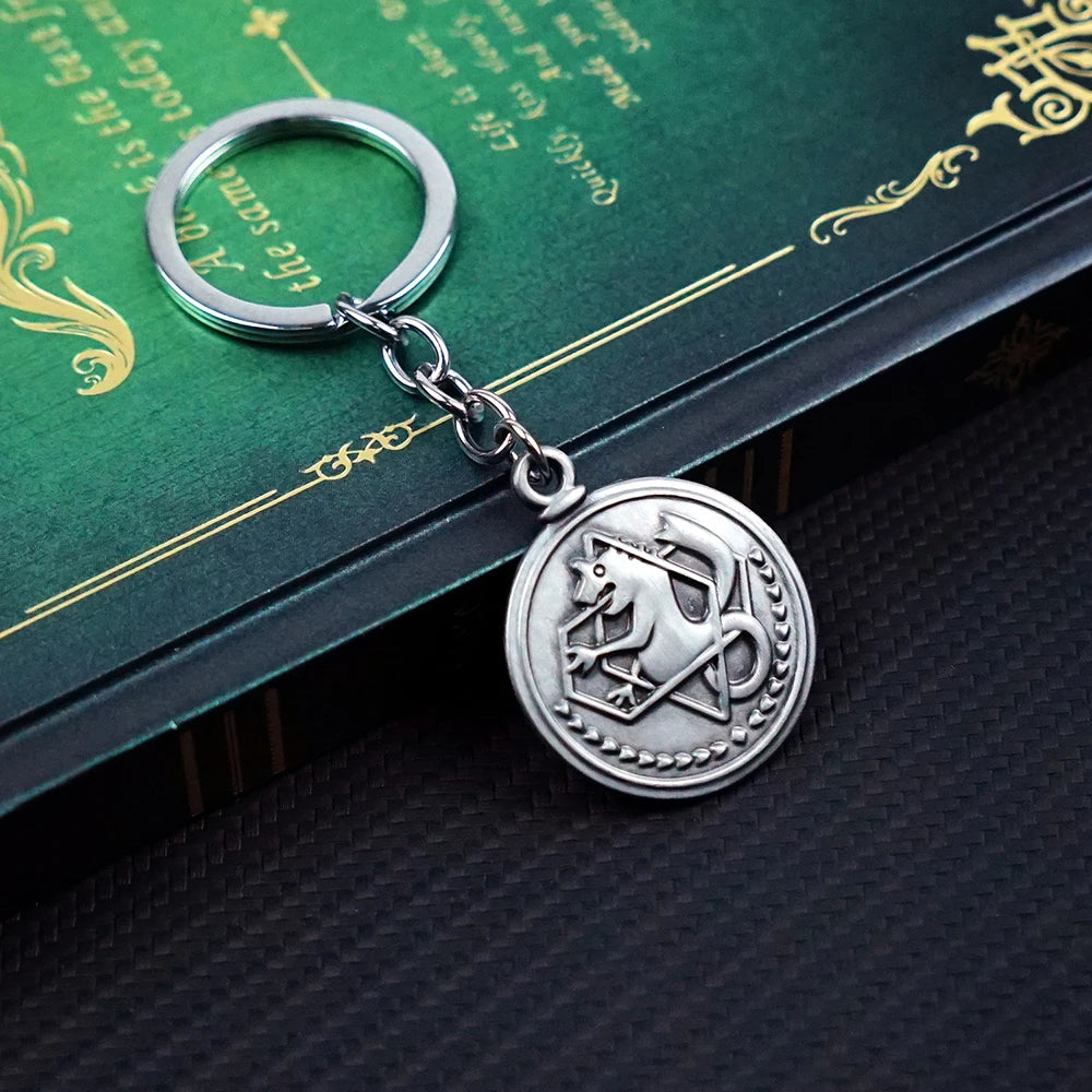 Fullmetal Alchemist Keychain Edward Metal Arm Keyring Keychains for Men Anime Accessories Car Key Ring Pendant llaveros