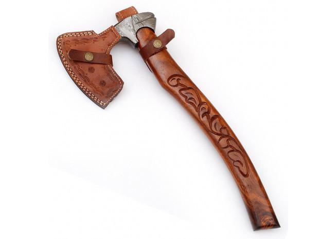 Guiscard Hand Forged Bearded Damascus Outdoor Steel Axe-4