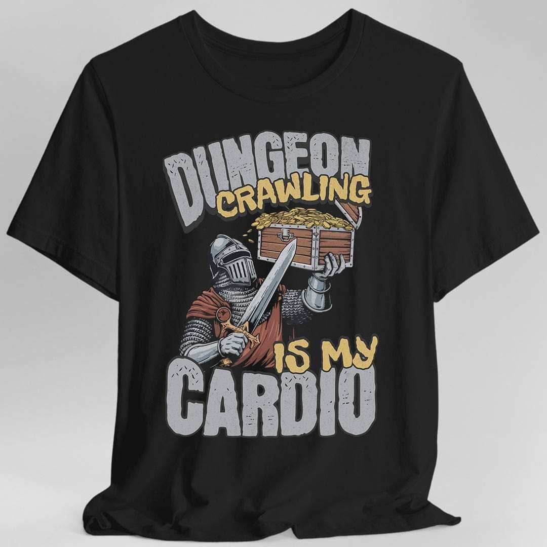 Funny DnD Shirt - Dungeon Crawling is My Cardio - Black / S