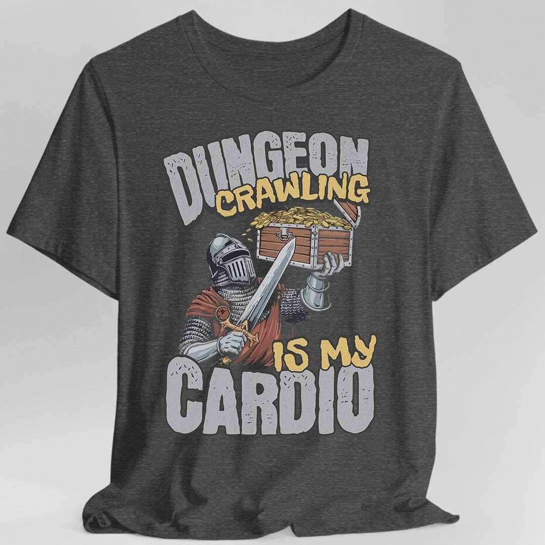 Funny DnD Shirt - Dungeon Crawling is My Cardio - Dark Heather / S