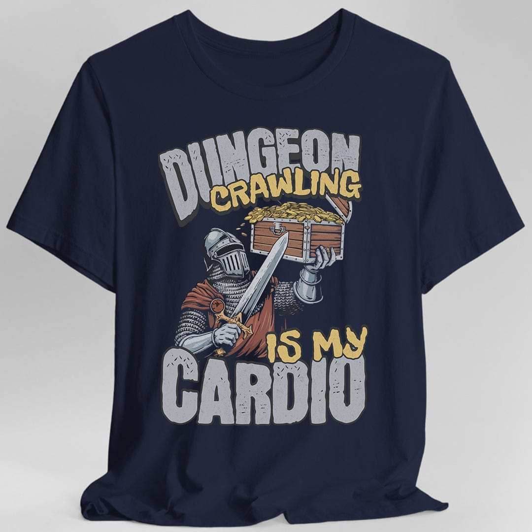 Funny DnD Shirt - Dungeon Crawling is My Cardio - Navy / S